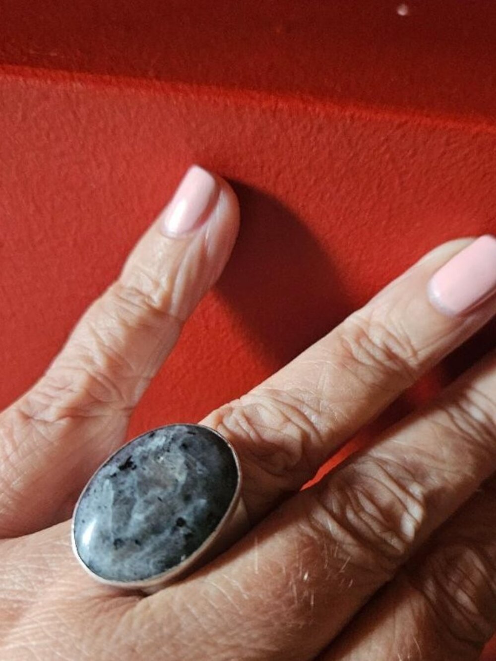 Large Oval Labradorite Sterling Silver Ring